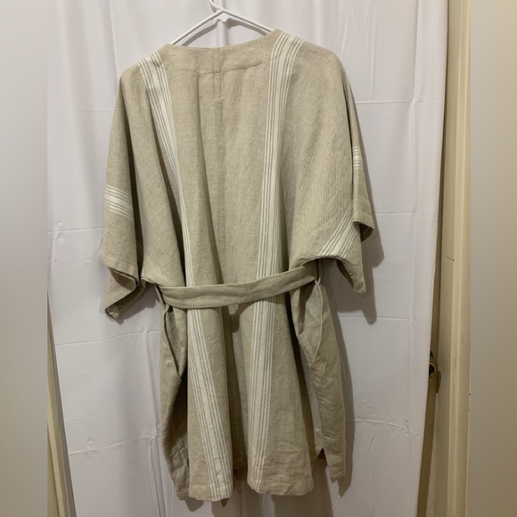 SIMPLE by TRISTA Fluorine Striped Denim Waist Tie Poncho Size Small - Picture 6 of 8